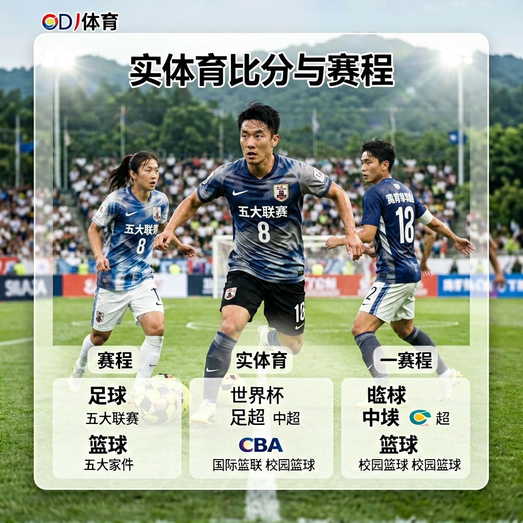 OD体育实时比分与赛程页面，展示赛事数据查询界面